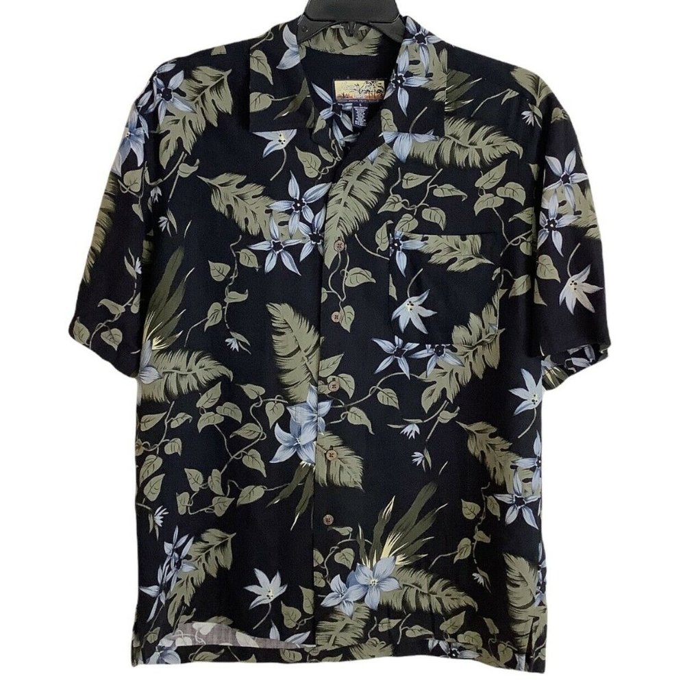 Havana Jacks Cafe-Mens Hawaiian Shirt, Large, 100% Rayon, Floral, Button Down